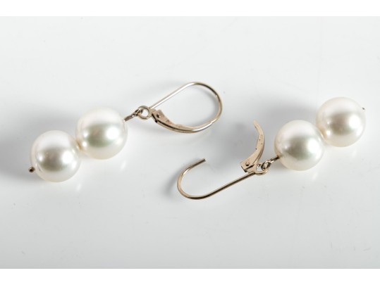 14k White Gold Cultured Pearl Earrings