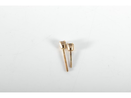 14k Yellow Gold Diamond Stud Earrings