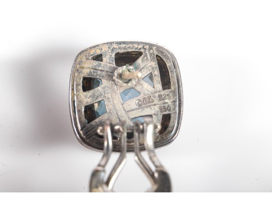 David Yurman Sterling Silver And 18k Blue Topaz Earrings