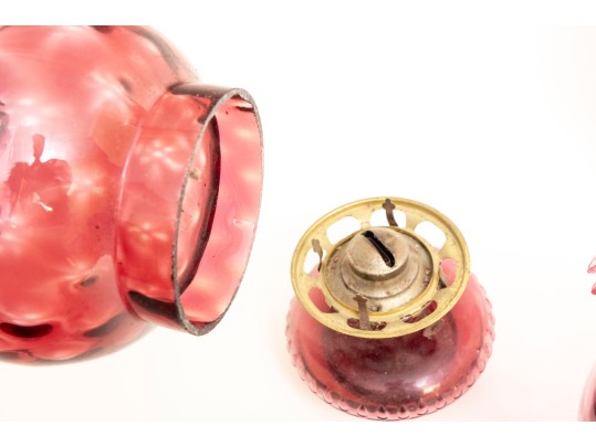Cranberry Glass Oil Lamps