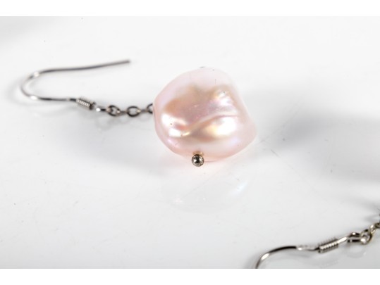 Pale Pink Cultured Pearl Bracelet With Sterling Earrings