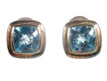 David Yurman Sterling Silver And 18k Blue Topaz Earrings