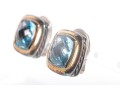 David Yurman Sterling Silver And 18k Blue Topaz Earrings