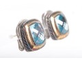 David Yurman Sterling Silver And 18k Blue Topaz Earrings