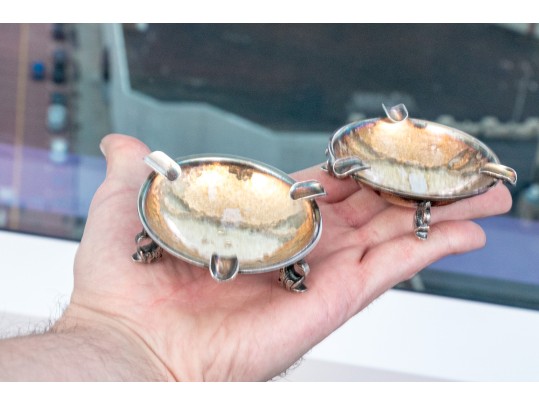 Pair Of Silver Small Ashtrays    2.32 Troy Ozs.