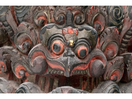 Central Asian Carved And Painted Wooden Base