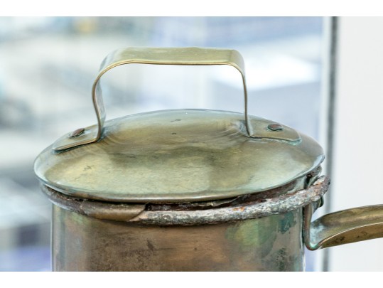 Large Antique Eastern Brass Lidded Jug