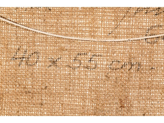 Max Gunther (Swiss, 1934-1974) Mixed Media Collage On Hopsack Cloth,Abstract Landscape Under The Sun