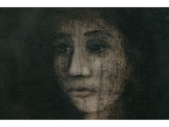 Gliano, Mid Century Signed Oil On Canvas, Somber Portrait