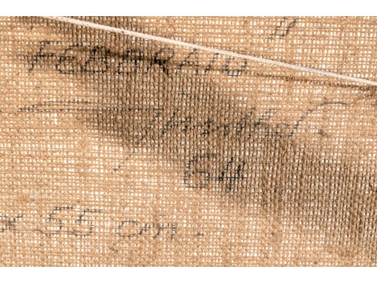 Max Gunther (Swiss, 1934-1974) Mixed Media Collage On Hopsack Cloth,Abstract Landscape Under The Sun