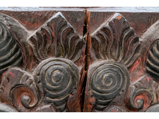 Central Asian Carved And Painted Wooden Base