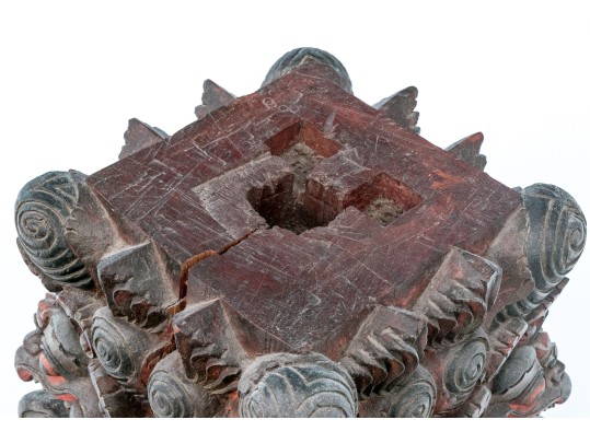 Central Asian Carved And Painted Wooden Base