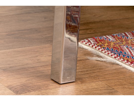 Interesting Modernist Glass Top Mixed Metal Frame End Table