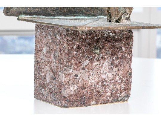 Artisan Crafted Bronze Openwork Figural Plaque With A Lion 