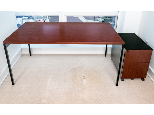 Knoll Contemporary Desk And Matching File Cabinet