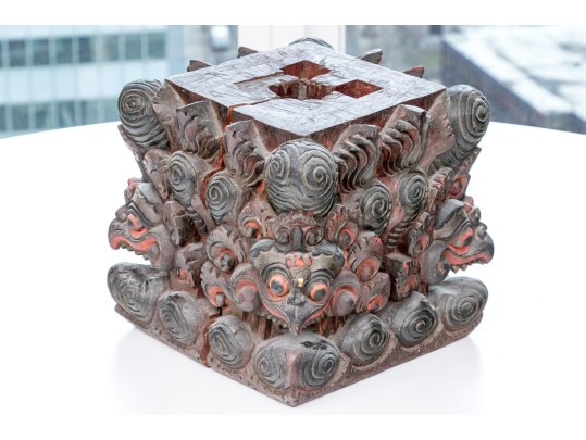 Central Asian Carved And Painted Wooden Base