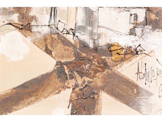 Alain Lopez (France/Spain, 20th C.) Mid Century Oil On Canvas, Town On A Hill