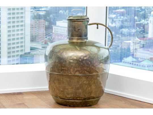 Large Antique Eastern Brass Lidded Jug