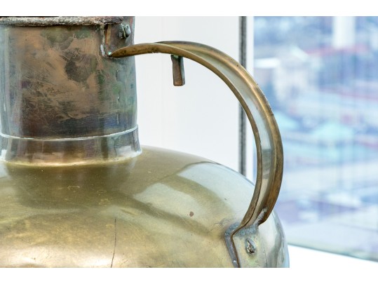 Large Antique Eastern Brass Lidded Jug