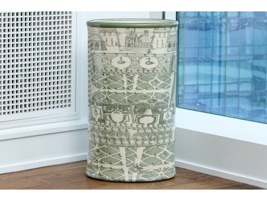 Italian Glazed Ceramic Umbrella Container