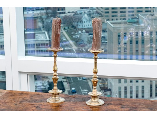 Pair Of Antique Brass Candlesticks