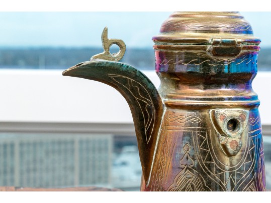 Fine Vintage Middle Eastern Brass Coffee Set