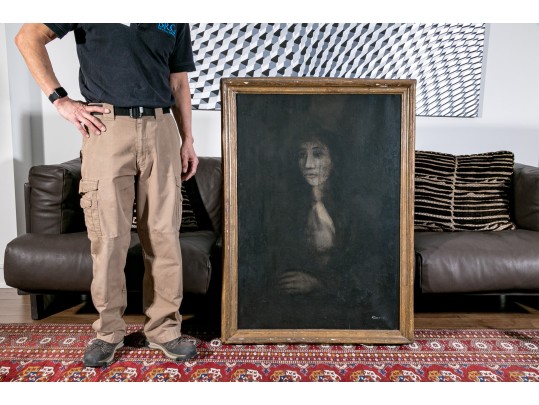 Gliano, Mid Century Signed Oil On Canvas, Somber Portrait