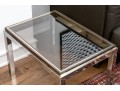 Interesting Modernist Glass Top Mixed Metal Frame End Table