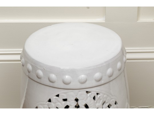 Chinese Blanc De Chine Pierced Ceramic Garden Stool