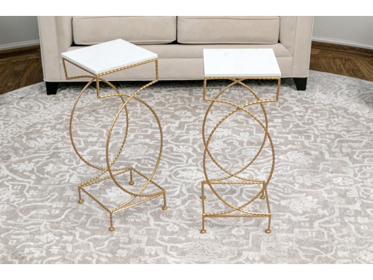 Chic Contemporary Faux Marble Side Tables