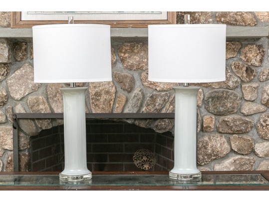 Pair Of Graceful Glass Lamps
