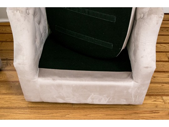 Pair Of Grey Upholstered Tub Back Chairs