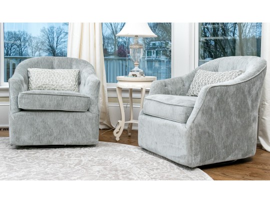 Pair Of Handsome Tub Back Swivel Chairs