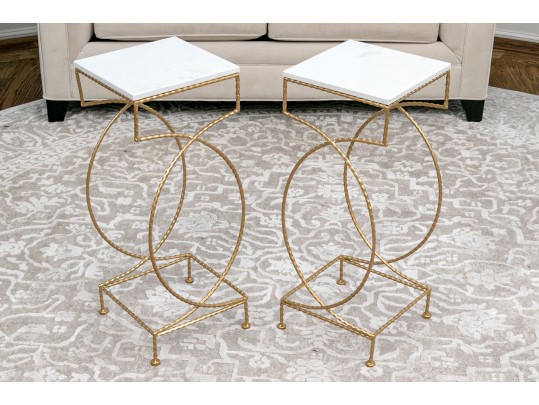 Chic Contemporary Faux Marble Side Tables