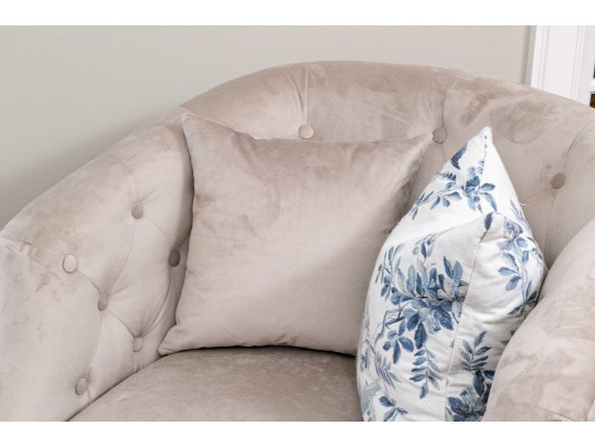 Pair Of Grey Upholstered Tub Back Chairs