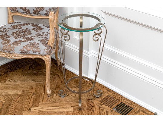 Elegant Aluminum And Glass Side Table