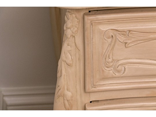 Wooden French Style Chest Of Drawers With Intricate Floral Carvings 