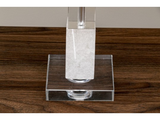 Fangio Lighting Stacked Block Crystal And Snow Marble Table Lamps