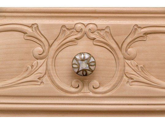 Wooden French Style Chest Of Drawers With Intricate Floral Carvings 