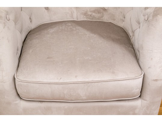 Pair Of Grey Upholstered Tub Back Chairs