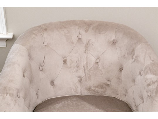 Pair Of Grey Upholstered Tub Back Chairs