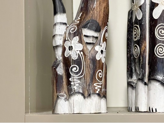 Hand Carved And Painted Wooden Cat Figurines