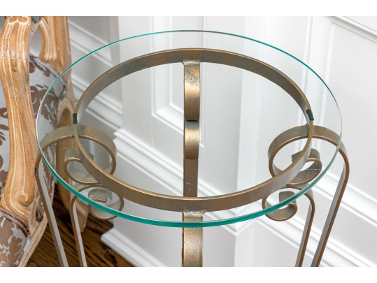 Elegant Aluminum And Glass Side Table