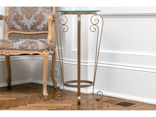 Elegant Aluminum And Glass Side Table