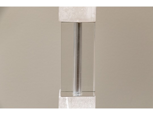 Fangio Lighting Stacked Block Crystal And Snow Marble Table Lamps