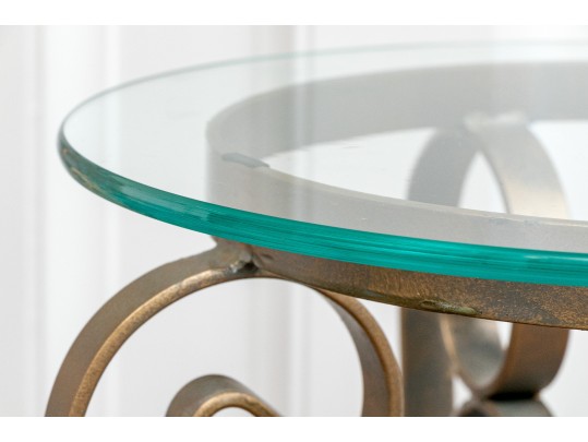 Elegant Aluminum And Glass Side Table