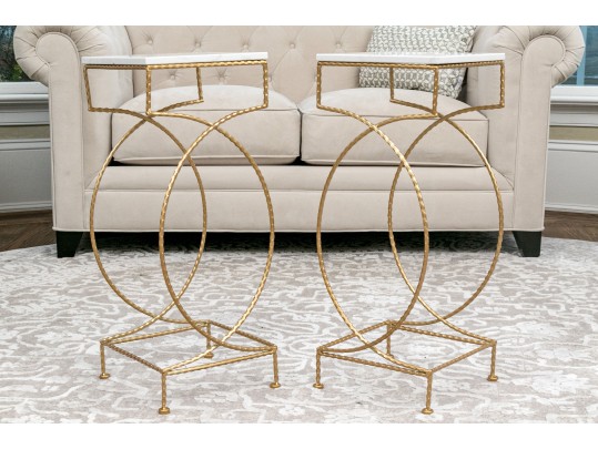 Chic Contemporary Faux Marble Side Tables