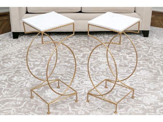 Chic Contemporary Faux Marble Side Tables