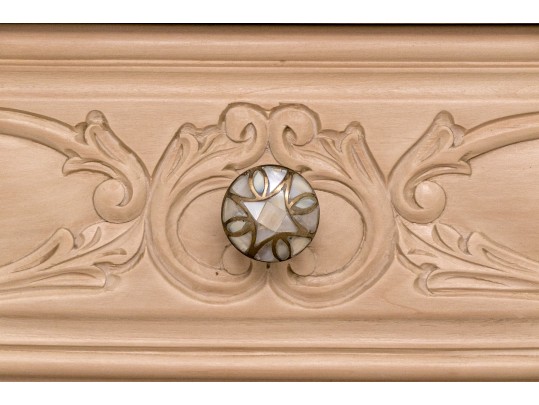 Wooden French Style Chest Of Drawers With Intricate Floral Carvings 