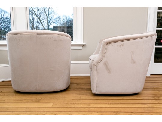 Pair Of Grey Upholstered Tub Back Chairs